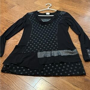 Dolcezza Black Polka Dot Long Sleeve Top